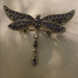 Elegant Silver and Lavender Dragonfly Brooch